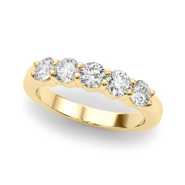 5-Stone Shared Prong Wedding Band – Lab Diamond Wedding Band in 18K Gold | Just Brilliant – angle view