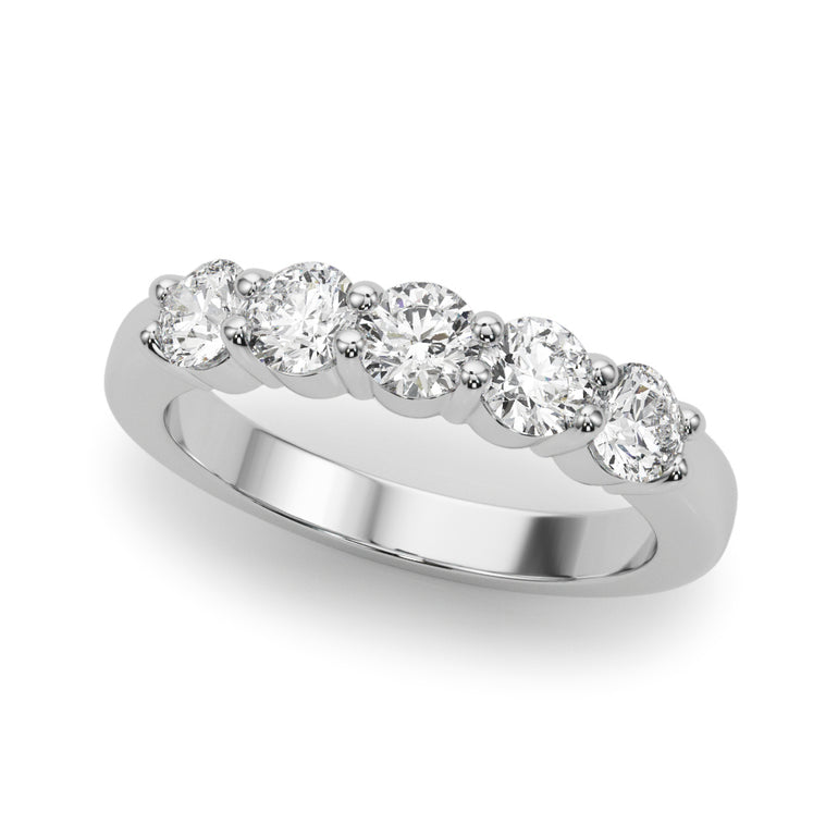 5-Stone Shared Prong Wedding Band – Radiant Lab Diamond Wedding Band in 18K Gold | Just Brilliant