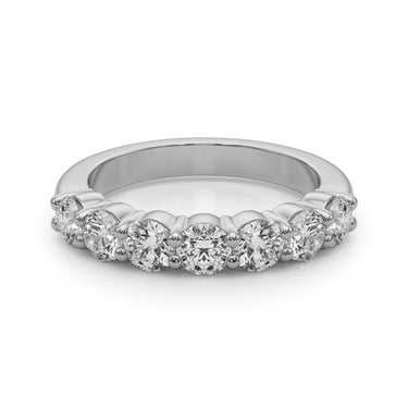 7-Stone Shared Prong Wedding Band – Lab Diamond Wedding Band in 18K Gold | Just Brilliant – close-up view