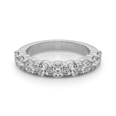 9-Stone Shared Prong Wedding Band – Lab Diamond Wedding Band in 18K Gold | Just Brilliant – close-up view