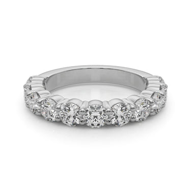 11-Stone Shared Prong Wedding Band – Lab Diamond Wedding Band in 18K Gold | Just Brilliant – close-up view