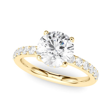 Hidden Halo Round Engagement Ring – Round Lab Diamond Engagement Ring in 18K Gold | Just Brilliant – angle view