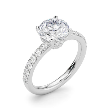 Hidden Halo Round Engagement Ring – Round Lab Diamond Engagement Ring in 18K Gold | Just Brilliant – lifestyle view