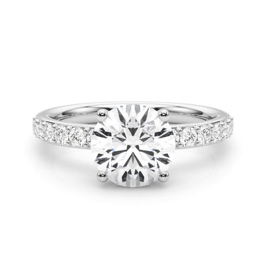 Hidden Halo Round Engagement Ring – Round Lab Diamond Engagement Ring in 18K Gold | Just Brilliant – close-up view