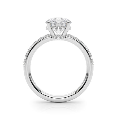 Hidden Halo Round Engagement Ring – Round Lab Diamond Engagement Ring in 18K Gold | Just Brilliant – detail view