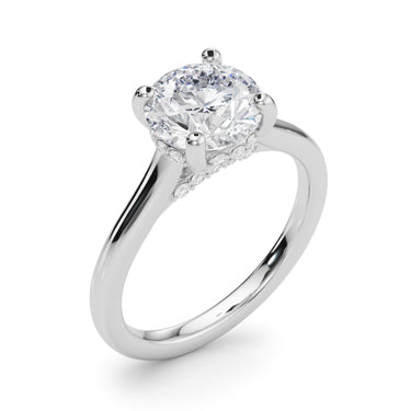 Round Hidden Halo Engagement Ring – Round Lab Diamond Engagement Ring in 18K Gold | Just Brilliant – lifestyle view