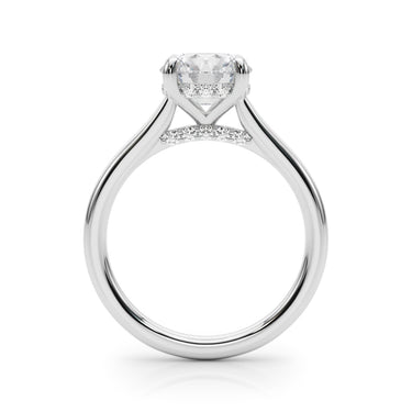 Round Hidden Halo Engagement Ring – Round Lab Diamond Engagement Ring in 18K Gold | Just Brilliant – detail view