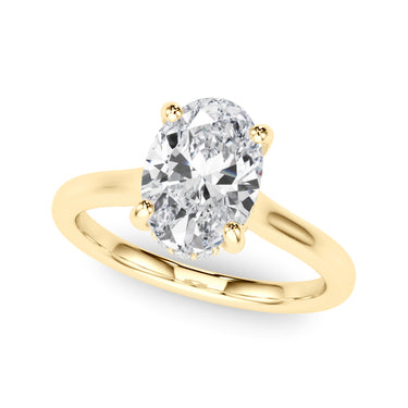 Oval Hidden Halo Engagement Ring – Oval Lab Diamond Engagement Ring in 18K Gold | Just Brilliant – angle view