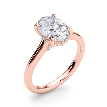 Oval Hidden Halo Engagement Ring – Oval Lab Diamond Engagement Ring in 18K Gold | Just Brilliant – view 13
