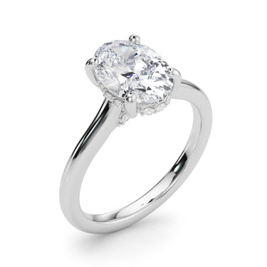 Oval Hidden Halo Engagement Ring – Oval Lab Diamond Engagement Ring in 18K Gold | Just Brilliant – lifestyle view