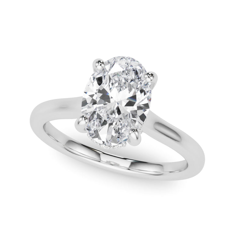 Oval Hidden Halo Engagement Ring – Oval Lab Diamond Engagement Ring in 18K Gold | Just Brilliant