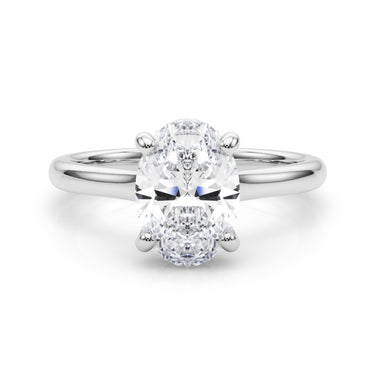 Oval Hidden Halo Engagement Ring – Oval Lab Diamond Engagement Ring in 18K Gold | Just Brilliant – close-up view