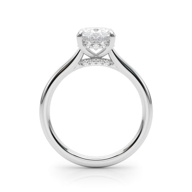 Oval Hidden Halo Engagement Ring – Oval Lab Diamond Engagement Ring in 18K Gold | Just Brilliant – detail view