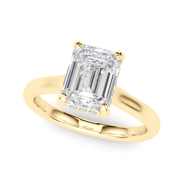 Hidden Halo Emerald Cut Engagement Ring – Emerald Cut Emerald Engagement Ring in 18K Gold | Just Brilliant – angle view