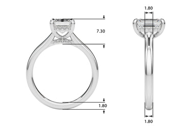Hidden Halo Emerald Cut Engagement Ring – Emerald Cut Emerald Engagement Ring in 18K Gold | Just Brilliant – side view