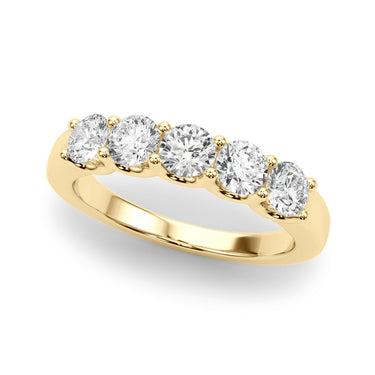 5-Stone Shared Prong Band – Lab Diamond Band in 18K Gold | Just Brilliant – angle view
