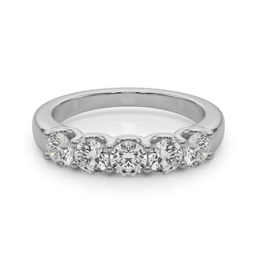 5-Stone Shared Prong Band – Lab Diamond Band in 18K Gold | Just Brilliant – close-up view