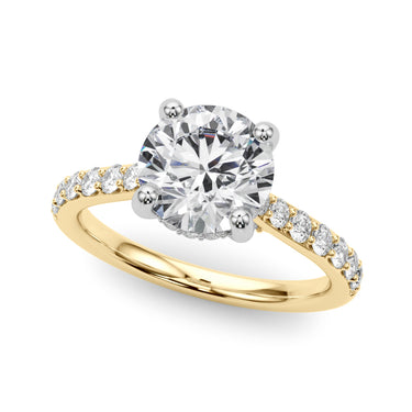 Round Hidden Halo Engagement Ring – Round Lab Diamond Engagement Ring in 18K Gold | Just Brilliant – side view