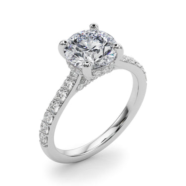 Round Hidden Halo Engagement Ring – Round Lab Diamond Engagement Ring in 18K Gold | Just Brilliant – lifestyle view
