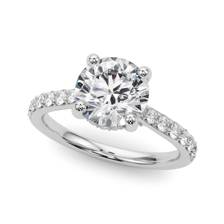 Round Hidden Halo Engagement Ring – Radiant Lab Diamond Engagement Ring in 18K Gold | Just Brilliant