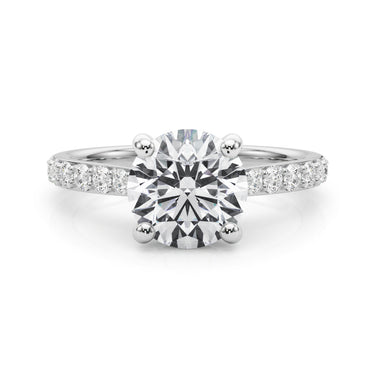 Round Hidden Halo Engagement Ring – Round Lab Diamond Engagement Ring in 18K Gold | Just Brilliant – close-up view