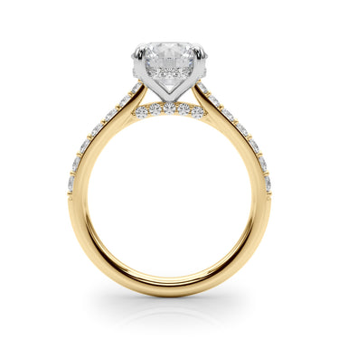 Round Hidden Halo Engagement Ring – Round Lab Diamond Engagement Ring in 18K Gold | Just Brilliant – angle view