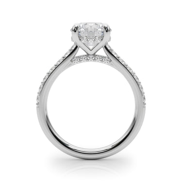 Round Hidden Halo Engagement Ring – Round Lab Diamond Engagement Ring in 18K Gold | Just Brilliant – detail view