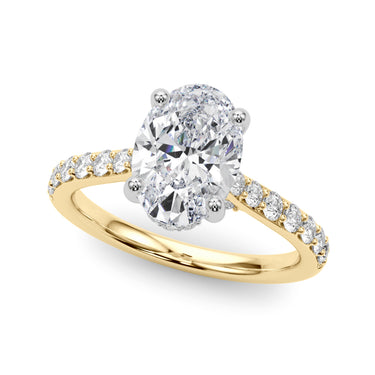 Hidden Halo Oval Engagement Ring – Oval Lab Diamond Engagement Ring in 18K Gold | Just Brilliant – angle view