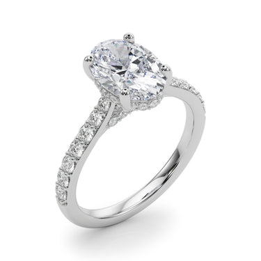 Hidden Halo Oval Engagement Ring – Oval Lab Diamond Engagement Ring in 18K Gold | Just Brilliant – lifestyle view