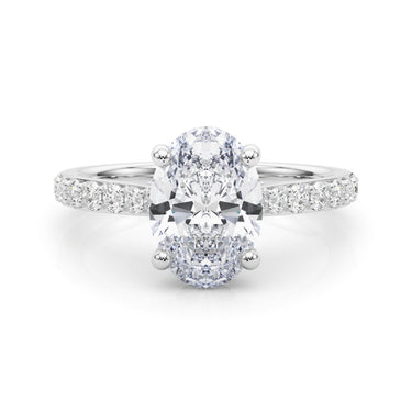 Hidden Halo Oval Engagement Ring – Oval Lab Diamond Engagement Ring in 18K Gold | Just Brilliant – close-up view