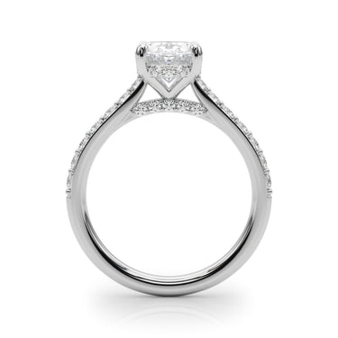 Hidden Halo Oval Engagement Ring – Oval Lab Diamond Engagement Ring in 18K Gold | Just Brilliant – detail view