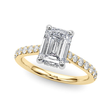 Prong Set Emerald Cut Hidden Halo Engagement Ring – Emerald Cut Emerald Engagement Ring in 18K Gold | Just Brilliant – ang...
