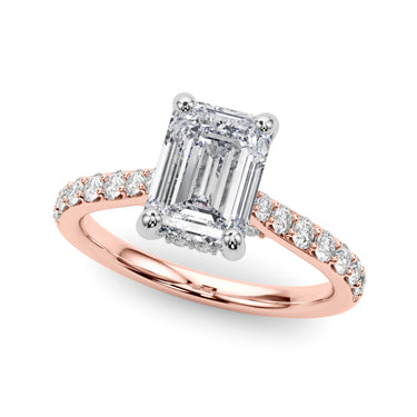Prong Set Emerald Cut Hidden Halo Engagement Ring – Emerald Cut Emerald Engagement Ring in 18K Gold | Just Brilliant – vie...