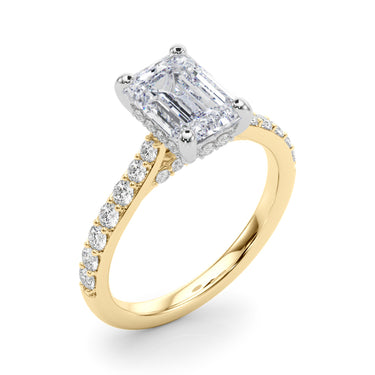 Prong Set Emerald Cut Hidden Halo Engagement Ring – Emerald Cut Emerald Engagement Ring in 18K Gold | Just Brilliant – view 9