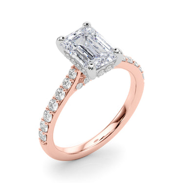 Prong Set Emerald Cut Hidden Halo Engagement Ring – Emerald Cut Emerald Engagement Ring in 18K Gold | Just Brilliant – vie...