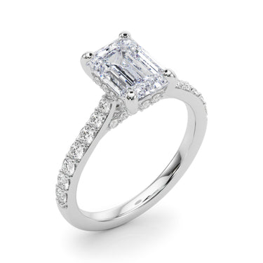 Prong Set Emerald Cut Hidden Halo Engagement Ring – Emerald Cut Emerald Engagement Ring in 18K Gold | Just Brilliant – lif...