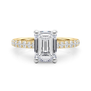 Prong Set Emerald Cut Hidden Halo Engagement Ring – Emerald Cut Emerald Engagement Ring in 18K Gold | Just Brilliant – view 8