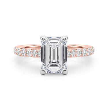 Prong Set Emerald Cut Hidden Halo Engagement Ring – Emerald Cut Emerald Engagement Ring in 18K Gold | Just Brilliant – vie...