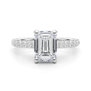 Prong Set Emerald Cut Hidden Halo Engagement Ring – Emerald Cut Emerald Engagement Ring in 18K Gold | Just Brilliant – clo...