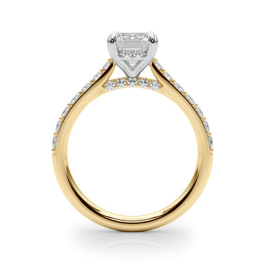 Prong Set Emerald Cut Hidden Halo Engagement Ring – Emerald Cut Emerald Engagement Ring in 18K Gold | Just Brilliant – view 7