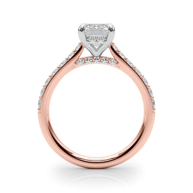 Prong Set Emerald Cut Hidden Halo Engagement Ring – Emerald Cut Emerald Engagement Ring in 18K Gold | Just Brilliant – vie...