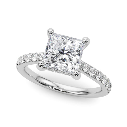Princess Cut Hidden Halo Engagement Ring