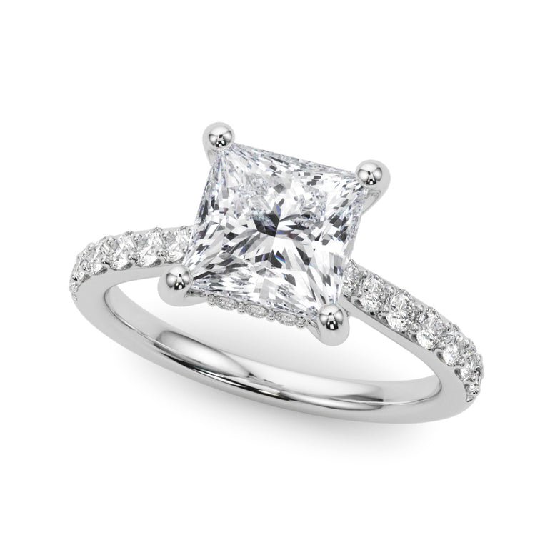 Princess Cut Hidden Halo Engagement Ring – Princess Cut Lab Diamond Engagement Ring in 18K Gold | Just Brilliant
