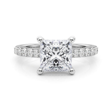 Princess Cut Hidden Halo Engagement Ring – Princess Cut Lab Diamond Engagement Ring in 18K Gold | Just Brilliant – close-u...