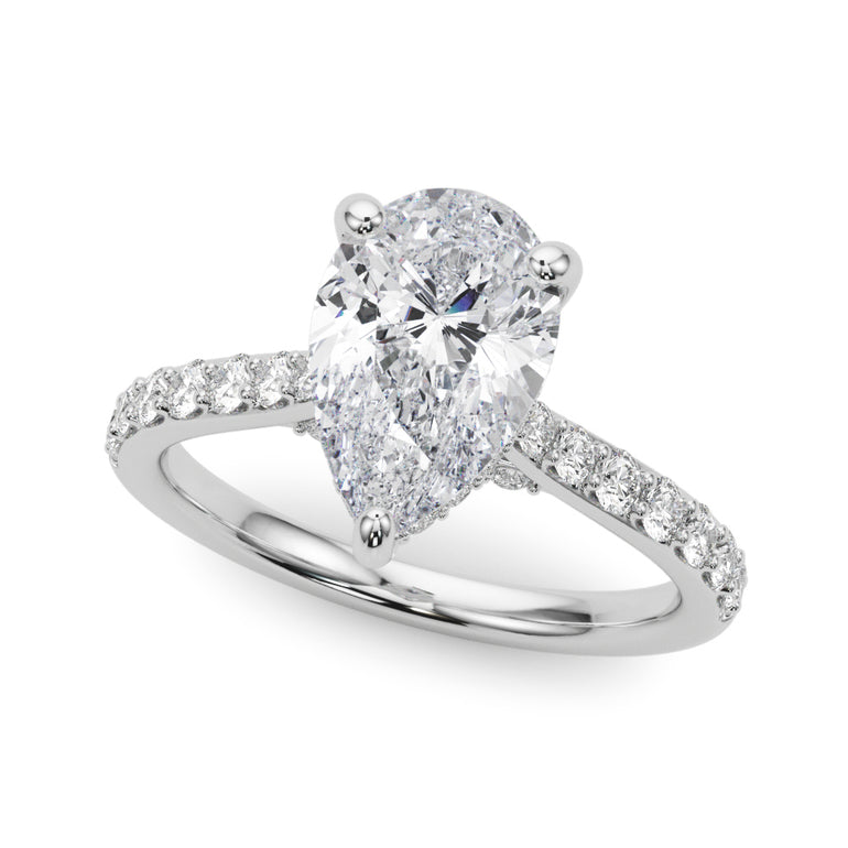Ps Hidden Halo Engagement – Pear-Shaped Lab Diamond Jewelry in 18K Gold | Just Brilliant