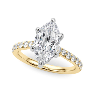Hidden Halo Marquise Engagement Ring – Marquise Lab Diamond Engagement Ring in 18K Gold | Just Brilliant – angle view