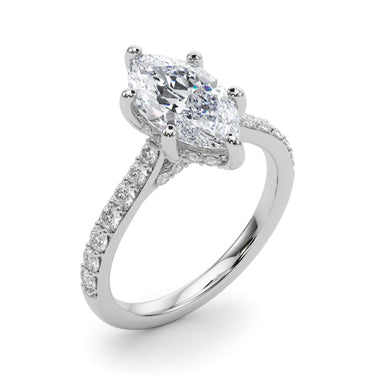 Hidden Halo Marquise Engagement Ring – Marquise Lab Diamond Engagement Ring in 18K Gold | Just Brilliant – lifestyle view