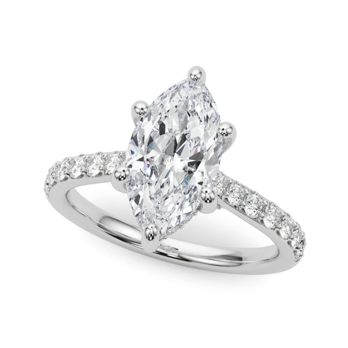 Hidden Halo Marquise Engagement Ring
