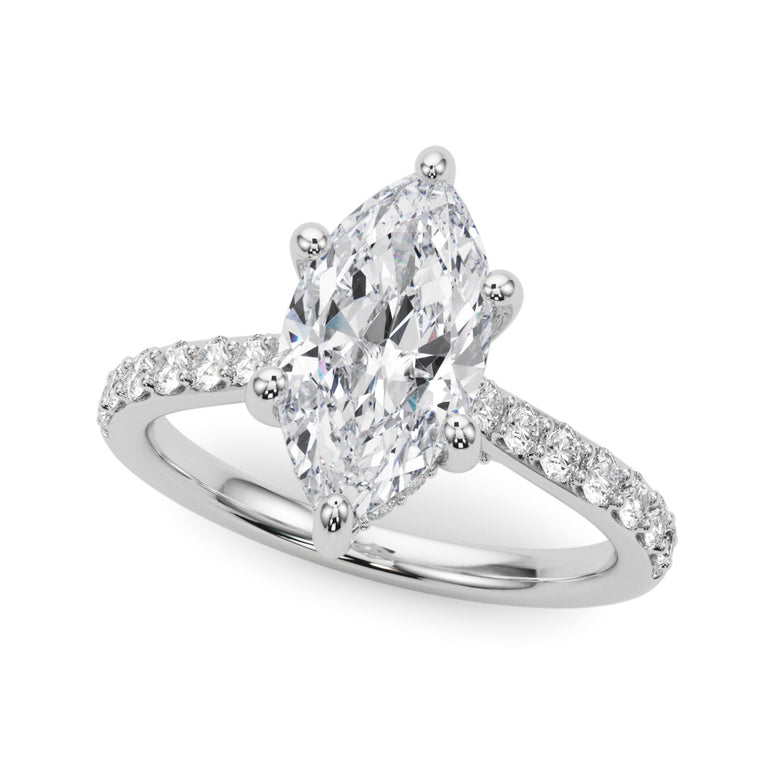 Hidden Halo Marquise Engagement Ring – Marquise Lab Diamond Engagement Ring in 18K Gold | Just Brilliant