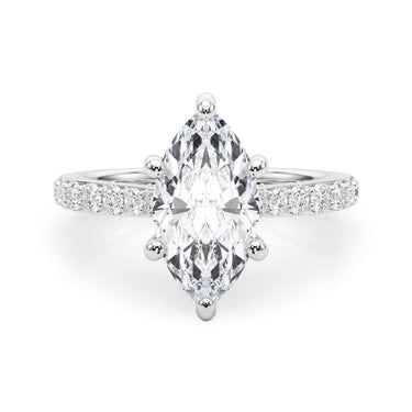 Hidden Halo Marquise Engagement Ring – Marquise Lab Diamond Engagement Ring in 18K Gold | Just Brilliant – close-up view
